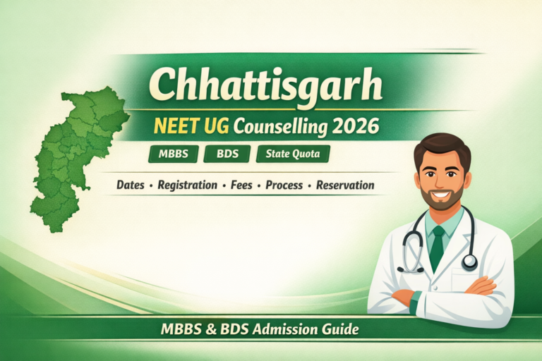 Chhattisgarh NEET UG Counselling 2026: Complete Process, Eligibility, Rules, Fees, Reservation & Admission Guide