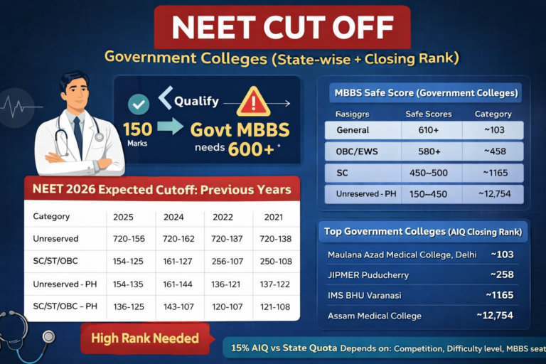 NEET 2026 Counselling – State Wise Government Medical College MBBS Cutoff 2025