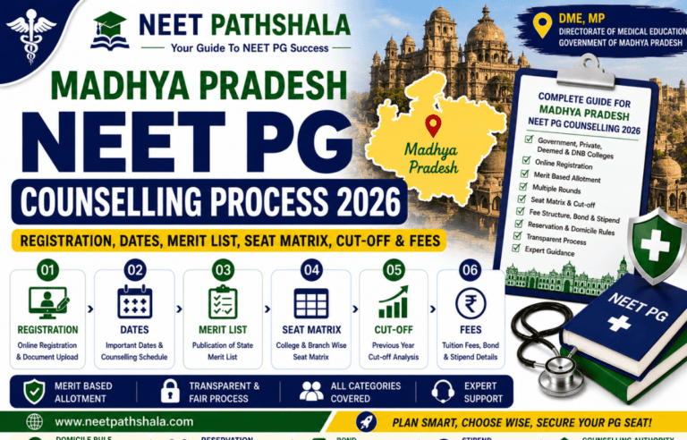 Madhya Pradesh NEET PG Counselling Process 2026: Registration, Dates, Eligibility, Merit List & Seat Matrix