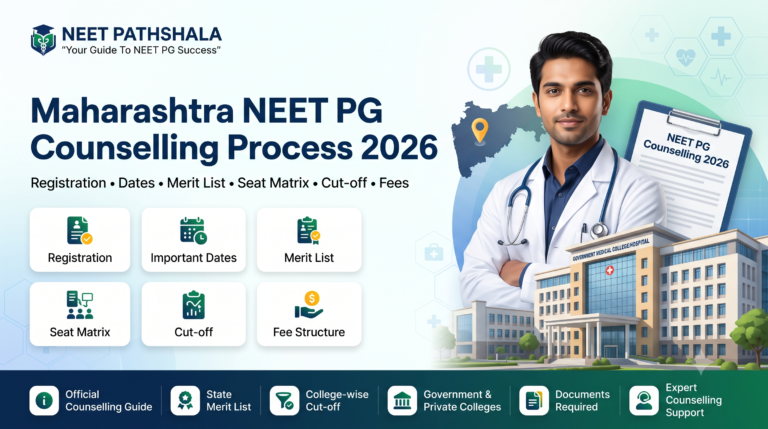 Maharashtra NEET PG Counselling Process 2026: Registration, Dates, Merit List, Seat Matrix, Cut-off & Fees