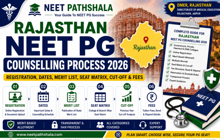 Rajasthan NEET PG Counselling Process 2026: Registration, Dates, Eligibility, Merit List & Seat Matrix